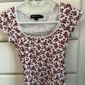 Motel Rocks Floral- Lace Trim Square Neck Baby Tee